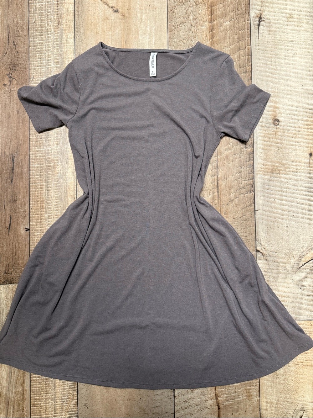 Zenana Outfitters Scoop Neck A-Line Mini Dress - Gray With Pockets